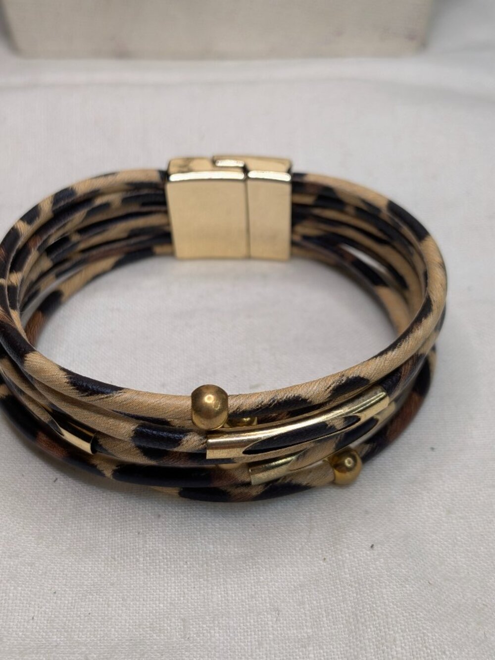 Adornia Boho Leopard Bracelet – 14K Gold Plated Multi‑Strand